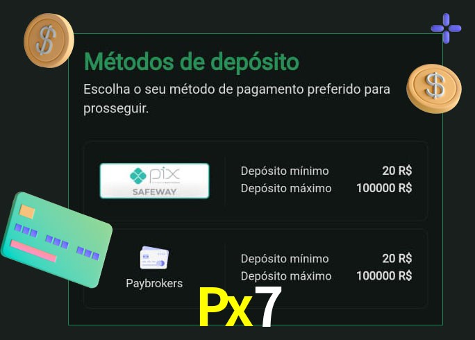 O cassino Px7 oferece uma grande variedade de métodos de pagamento